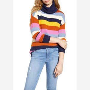 🔥 SALE Caslon NWT Colorful Striped Cowl Neck Pullover Sweater Sz S